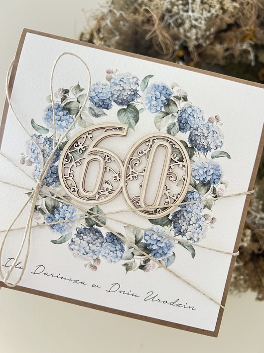 kartki scrapbooking Ręcznie robiona kartka na 60 urodziny - urodzinowa