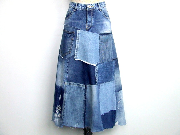 spódnice maxi Długa jeansowa spódnica r.42