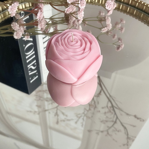 świeczniki i świece Świeca sojowa dekoracyjna "Flower" 58x40mm różowa