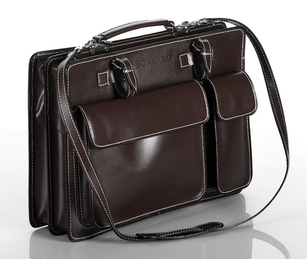 torebki do ręki Skórzana Teczka - Aktówka - paski do przypięcia parasola (7075)