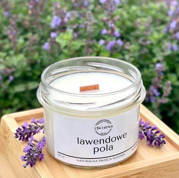 świece zapachowe LAWENDOWE POLA  świeca sojowa 235 ml