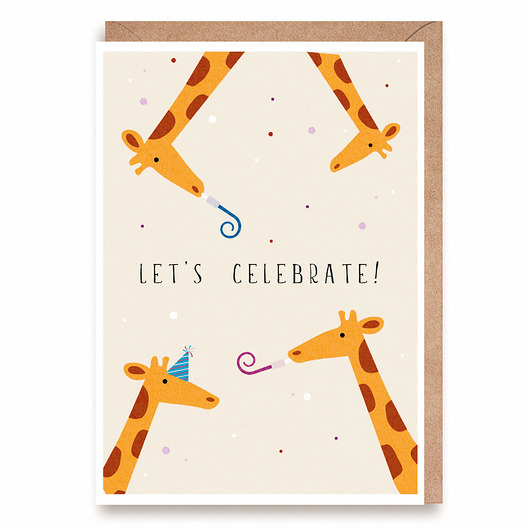 kartki okolicznościowe - wydruki Kartka LET'S CELEBRATE ŻYRAFY A6