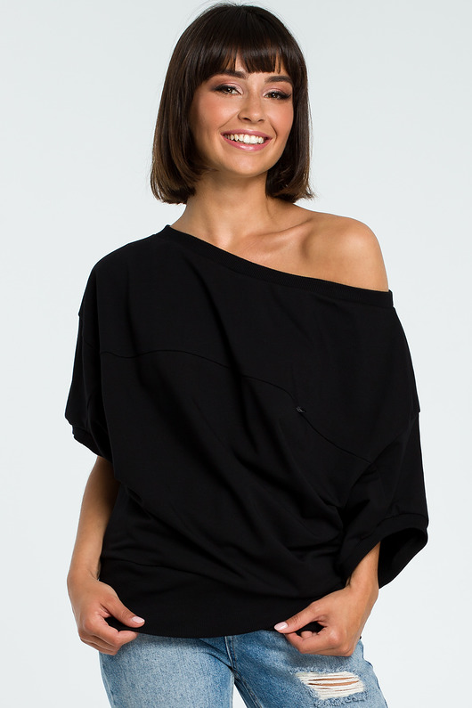 Bluza z kimonowymi rękawami - czarna(B-079) Be
