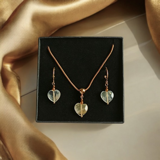 komplet biżuterii RAZEM TANIEJ! uroczy komplet: serduszko : CYTRYN : wyjątkowy prezent