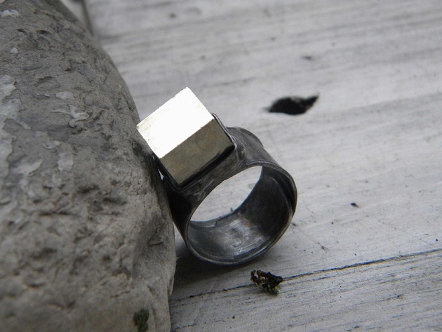 biżuteria męska Kostka - piryt - pierścionek