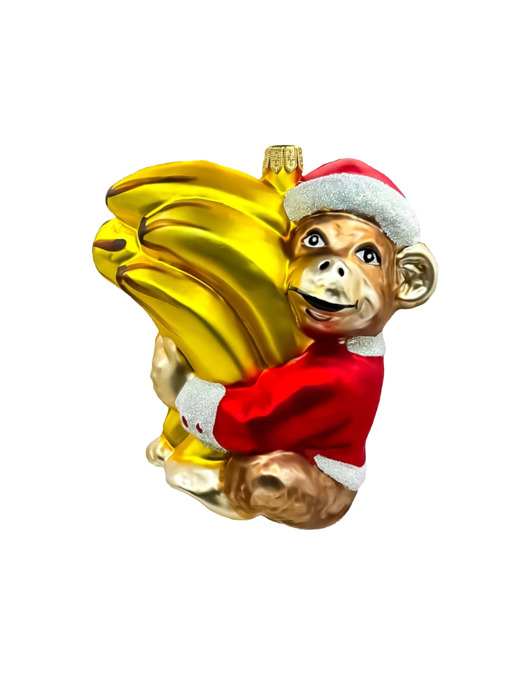 ozdoby choinkowe Bombka choinkowa: Małpka z bananami w świątecznym stroju