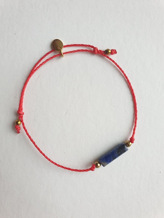 bransoletki na sznurku Bransoletka BOHO sznurkowa czerwona, sodalit, hematyt
