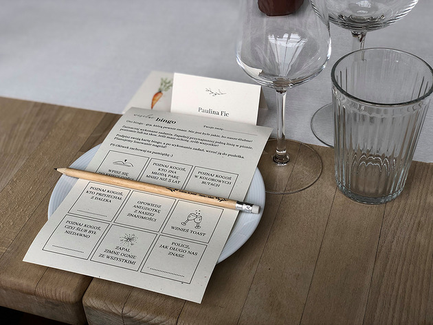 Weselne bingo z ołówkiem - komplet 60 osób Paperwords