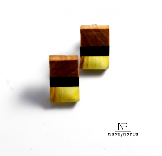 Wood&Amber Kolczyki Dąb Cyprys Maszyneria