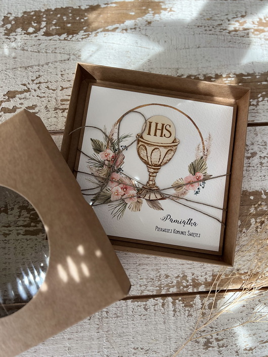 kartki na komunię Kartka na komunię - pamiątka komunii ręcznie robiona