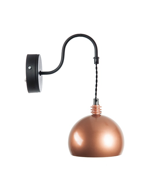 Kinkiet Tester, lampa ścienna, czarna-miedź 37cm Home Design