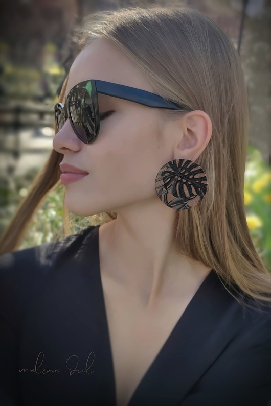 kolczyki - inne Duze kolczyki  koła BIG SUN  skóra naturalna czarne beżowe szare botaniczne