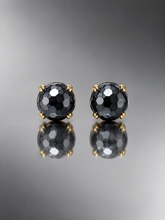 kolczyki z kamieniami Dots - onyks /alloys collection/ - sztyfty
