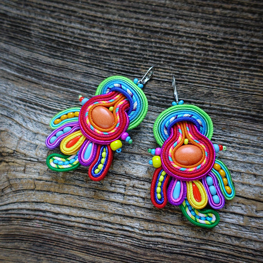 kolczyki soutache Bajkowe kolczyki soutache
