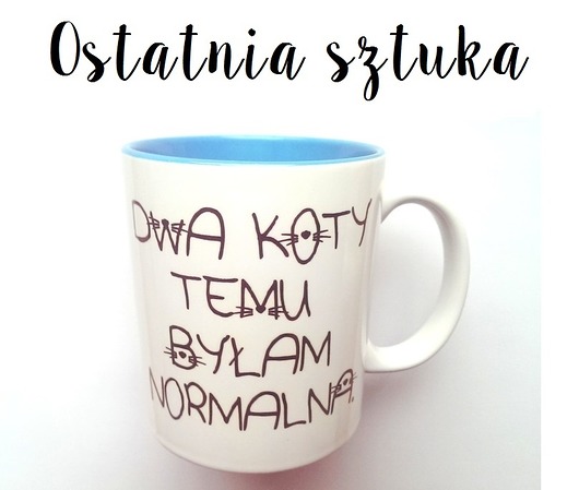 Kubek DWA KOTY TEMU z błękitnym wnętrzem  FarrowDesign