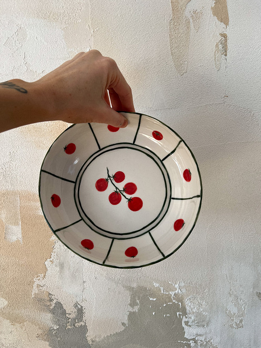 patery i talerze Talerz porcelanowy głęboki w pomidorki