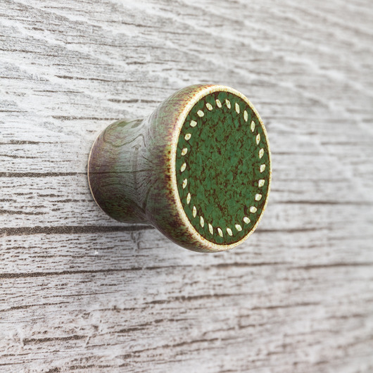 gałki do mebli Ceramiczna gałka do mebli zielono-brązowa, wz.12