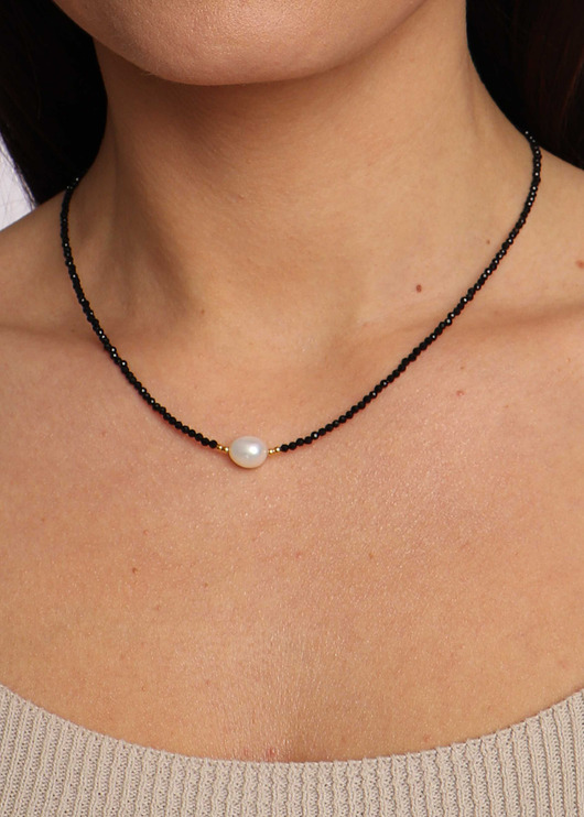 naszyjniki - inne Naszyjnik Spinel i Perła Naturalna