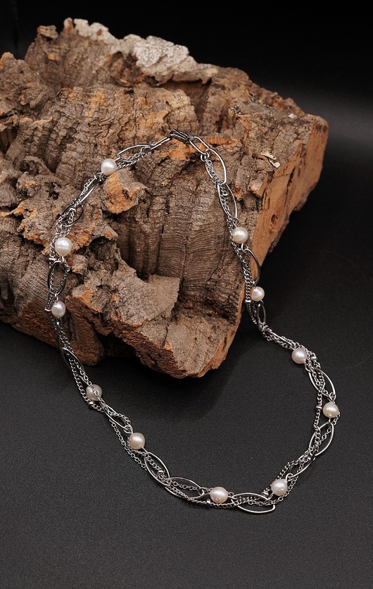kolie Naszyjnik Perły i Stal