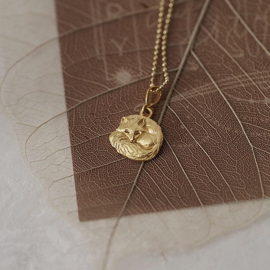 wisiory Mini wisiorek z liskiem ze złoconego srebra