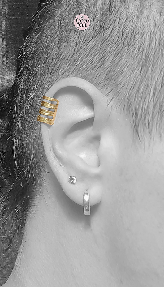 nausznice Nausznica LINES złocona na szczyt ucha