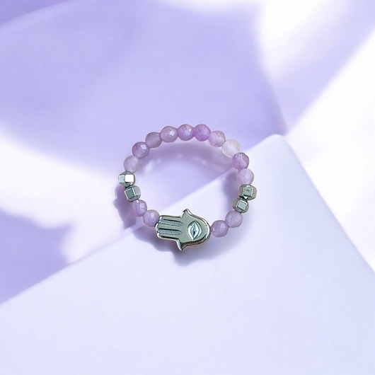 pierścionki elastyczne HARMONIA & OCHRONA - pierścionek : ametyst, srebrny hematyt