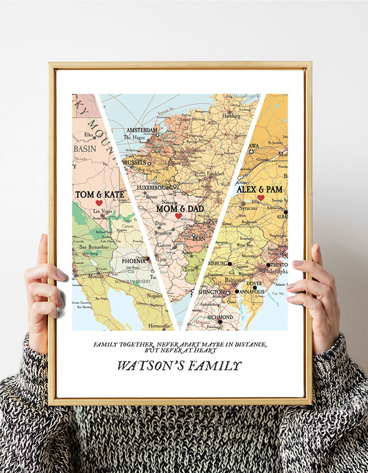 plakaty Plakat Personalizowana mapa serca 3 lokalizacje