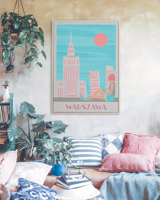 plakaty Plakat Warszawa - panorama miasta i Pałac Kultury