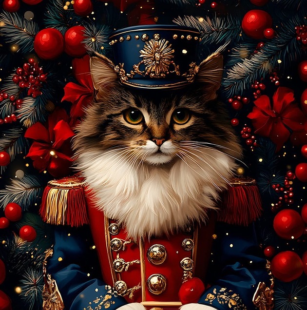 poduszki z grafiką Poduszka ozdobna na boże narodzenie _ main coon