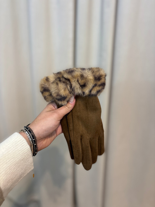 rękawiczki damskie Rękawiczki zamszowe Leopardo Cioccolato
