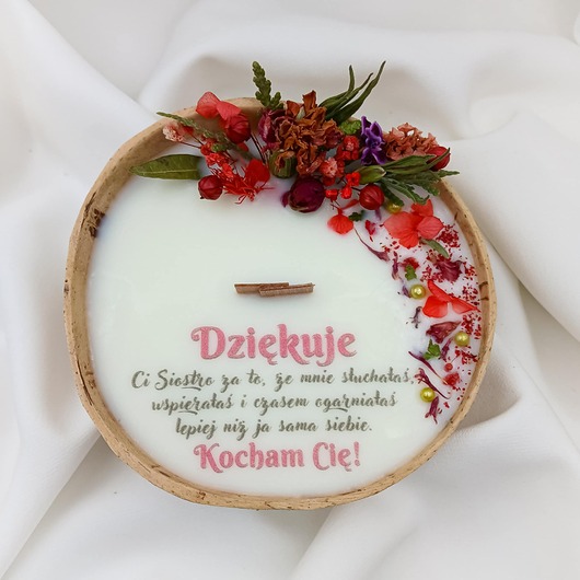 świeczniki i świece Personalizowana Świeca Sojowa w Łupinie Kokosa 