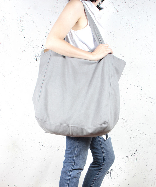torby XXL Big Lazy bag torba jasnoszara na zamek / vegan
