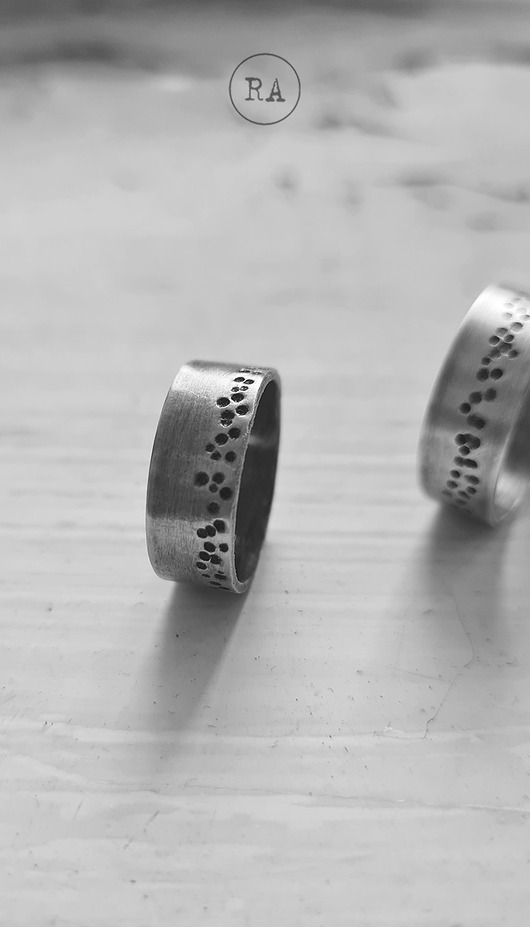 biżuteria męska DOTS-2 pierścionek ze srebra oksydowana obrączka