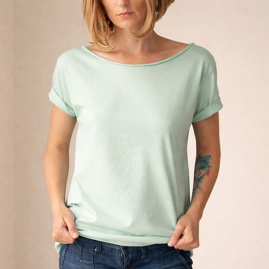 t-shirt damskie Mięta oversize bez nadruku