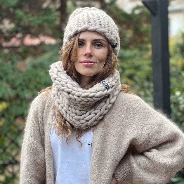 czapki damskie Zestaw 100% MERINO CZAPKA i komin