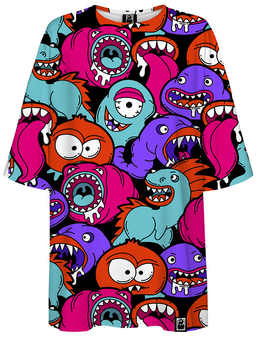 t-shirt damskie DR.CROW T-shirt Damski Oversize Colorful Monsters