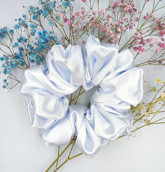 gumki do włosów Scrunchie satyna white