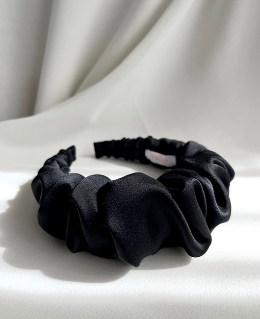 opaski do włosów Czarna opaska marszczona Hush maxi