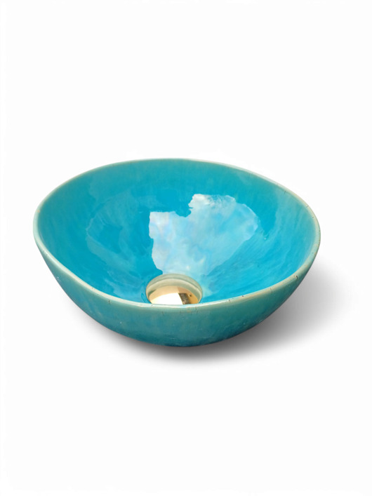 umywalki Mała jasnoniebieska umywalka nablatowa (Ø27cm)
