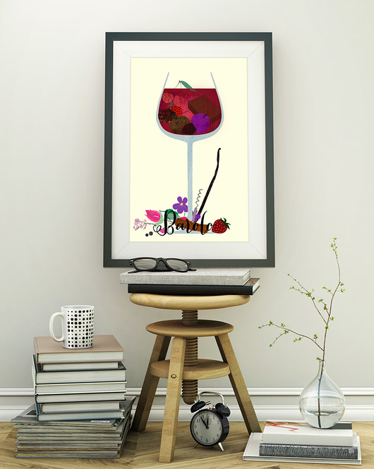 Wino Barolo - plakat art giclee minimalmill