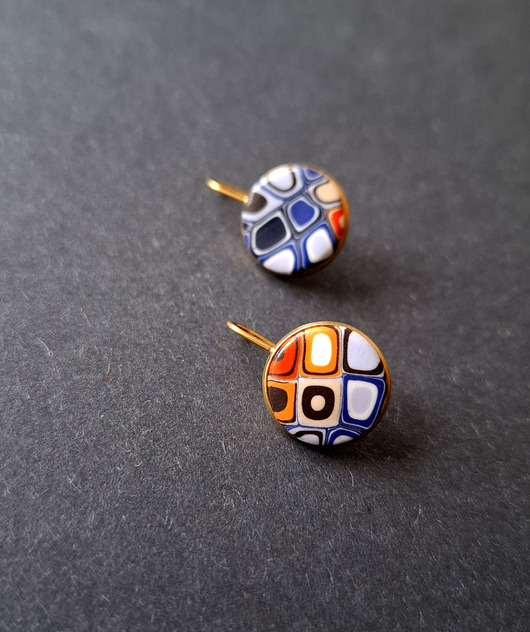 kolczyki z masy plastycznej Kolczyki barwne odbicia no6