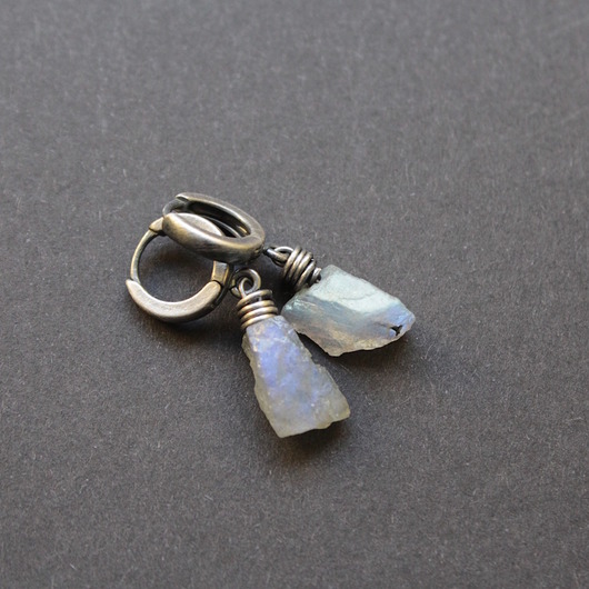 kolczyki z kamieniami Kolczyki surowy labradoryt