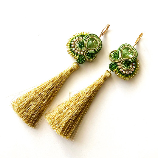 kolczyki soutache Sutaszowe kolczyki LIMON z chwostami