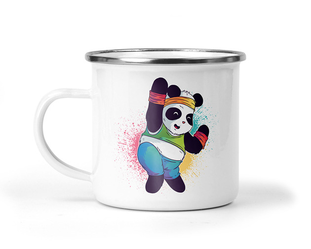 kubki Kubek metalowy tęczowa panda