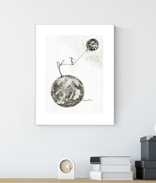 grafika A4 wykonana ręcznie, abstrakcja, Krystyna Siwek Art