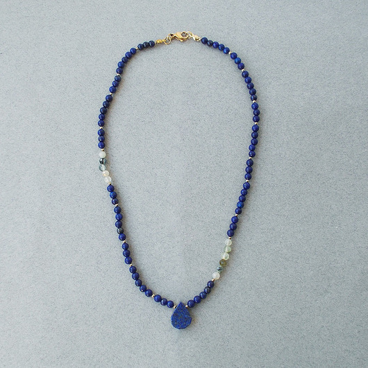 kolie Lapis lazuli i Cytryn Naszyjnik