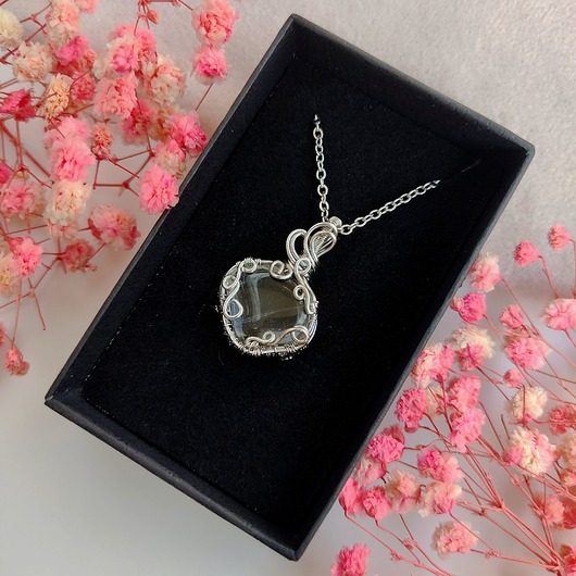 wisiory Naszyjnik Kryształ Górski stal chirurgiczna wisiorek handmade