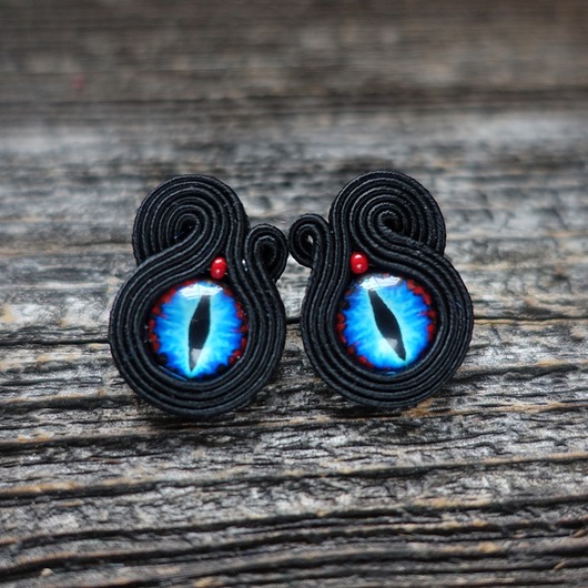 Smocze oko - kolczyki soutache Mró Soutache