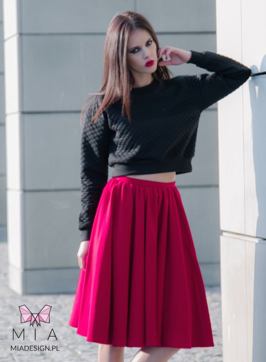 Przymarszczona spódniczka Mia Design, czerwona miadesign