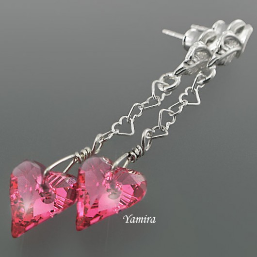 kryształ Swarovski Wild Heart Pink - kolczyki yamira